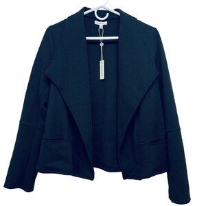 MAX STUDIO Blazer Jacket Size L Women’s Black Open Front Pocket Long Sleeve New